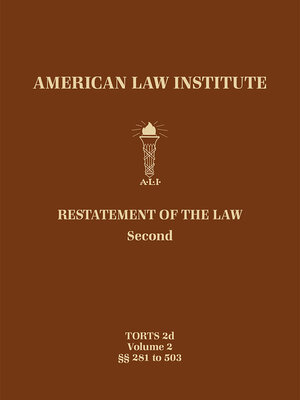 cover image of Restatement of the Law Second, Torts
